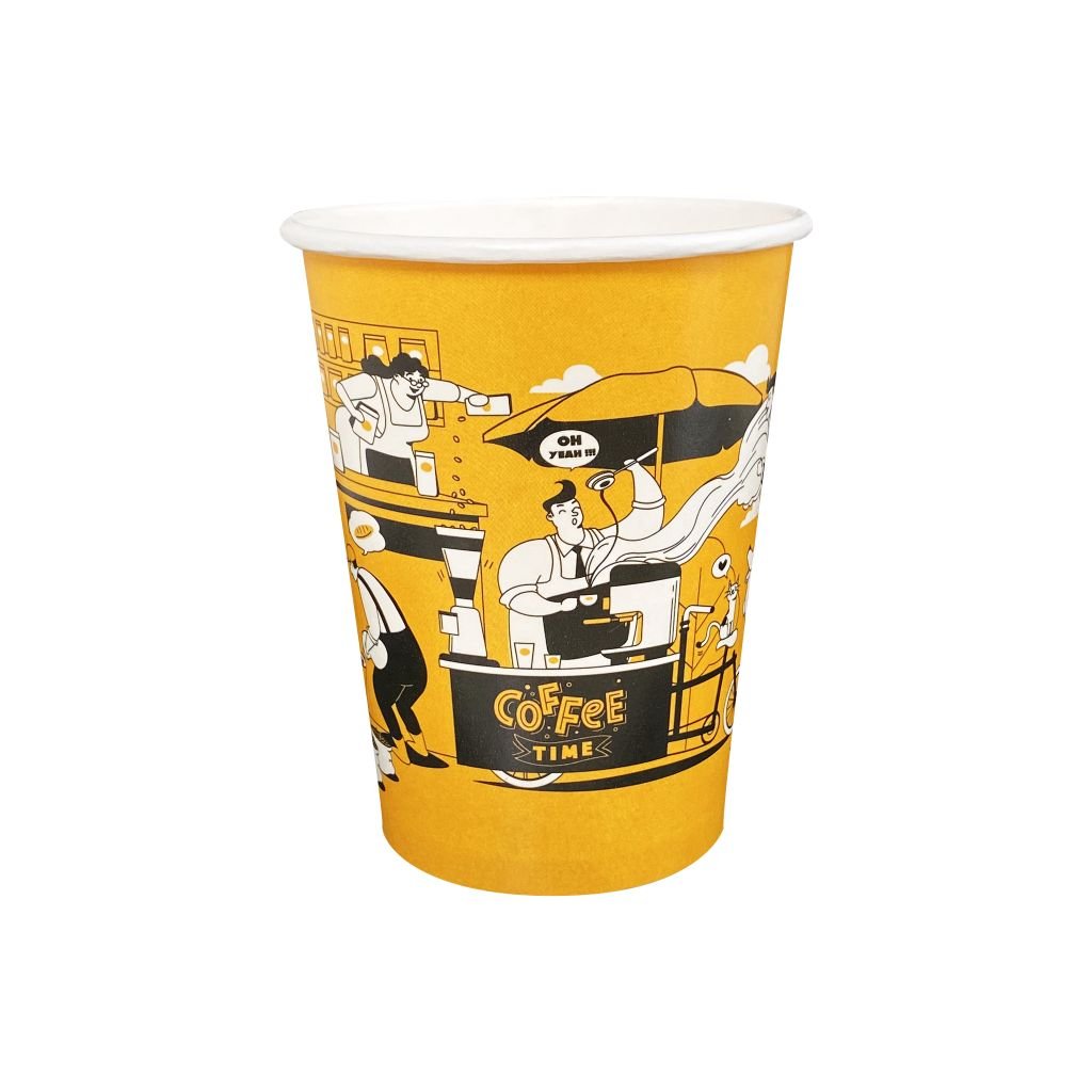 Ly giấy 360ml in sẵn – nền vàng