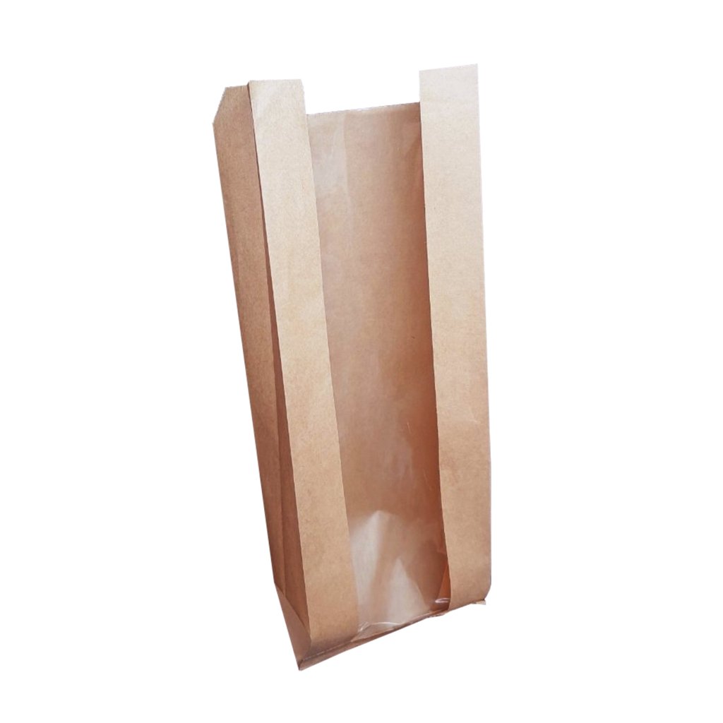 Túi giấy kraft bánh mì có cửa sổ 9.5 x 4.8 x 26cm (KN31CS)