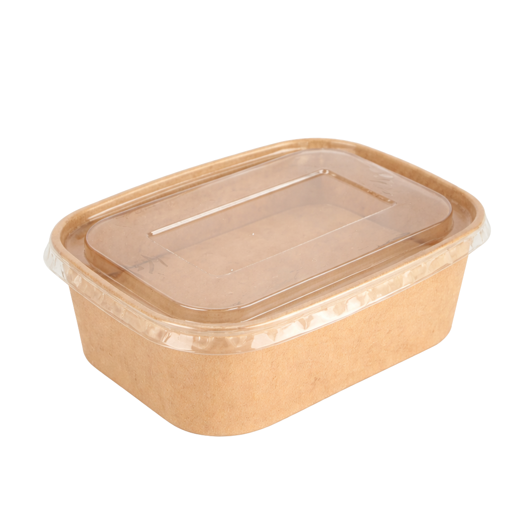 Tô giấy kraft chữ nhật nắp PET 750ml