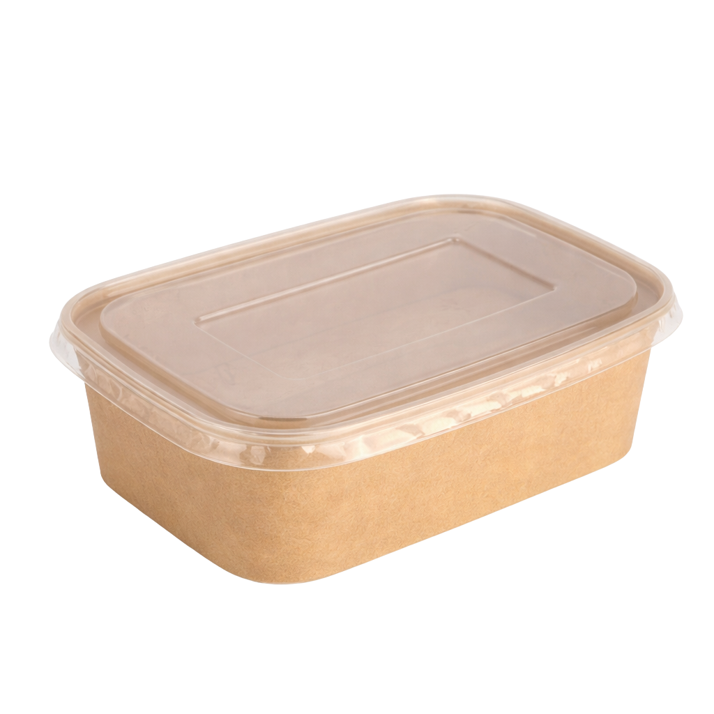 Tô giấy kraft chữ nhật nắp PP 750ml (món nóng)