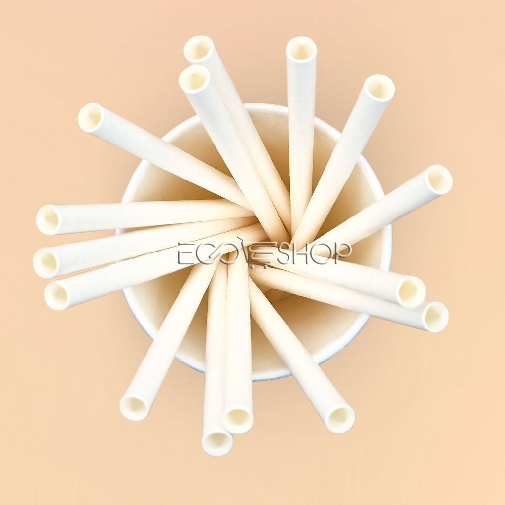 Ống hút giấy Ø6 x 197mm – màu trắng
