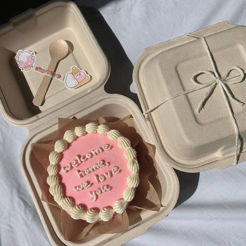 Hộp bã mía đựng bánh bento cake: chọn sao cho bánh không xô lệch