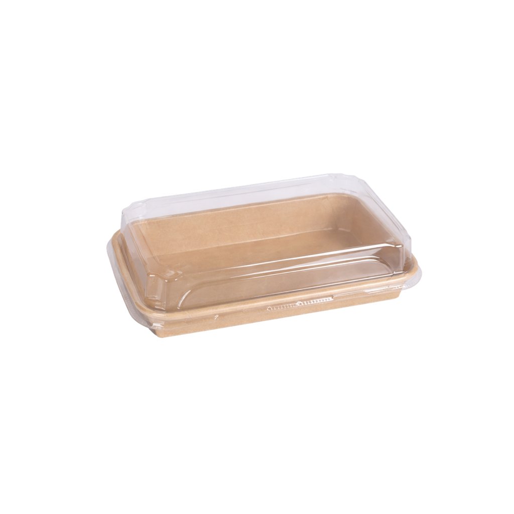 Khay giấy kraft sushi nắp PET chống đọng sương #4 (SS04)
