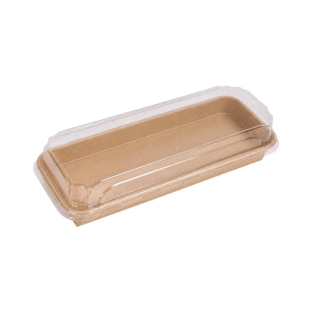 Khay giấy kraft sushi nắp PET chống đọng sương #5 (SS05)