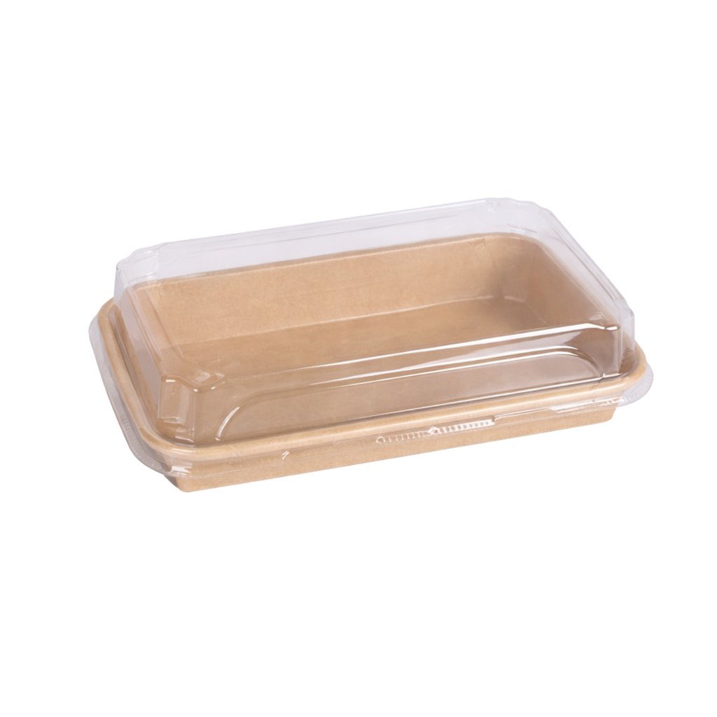 Khay giấy kraft sushi nắp PET chống đọng sương #6 (SS06)