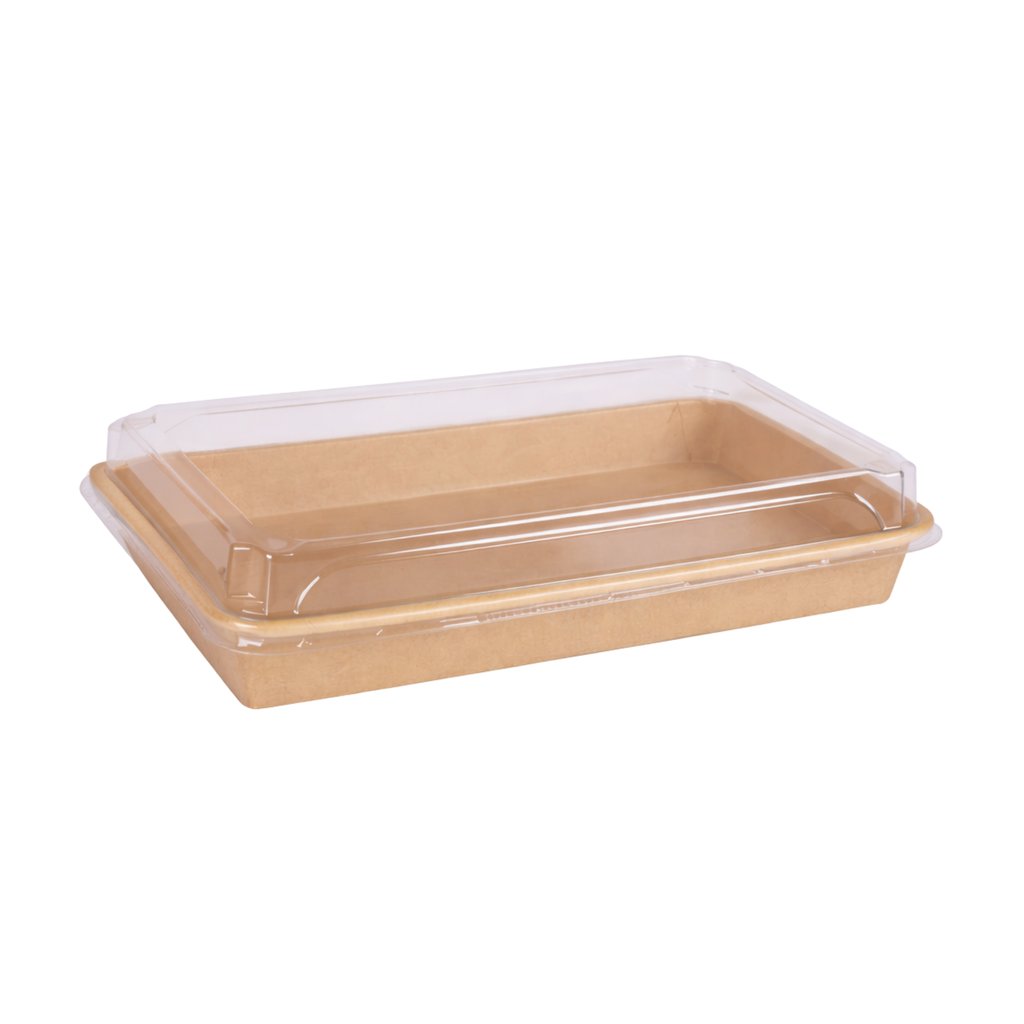 Khay giấy kraft sushi nắp PET chống đọng sương #7 (SS07)