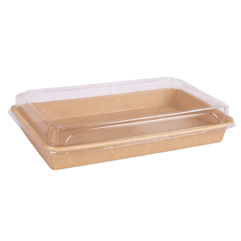 Khay giấy kraft sushi nắp PET chống đọng sương #8 (SS08)