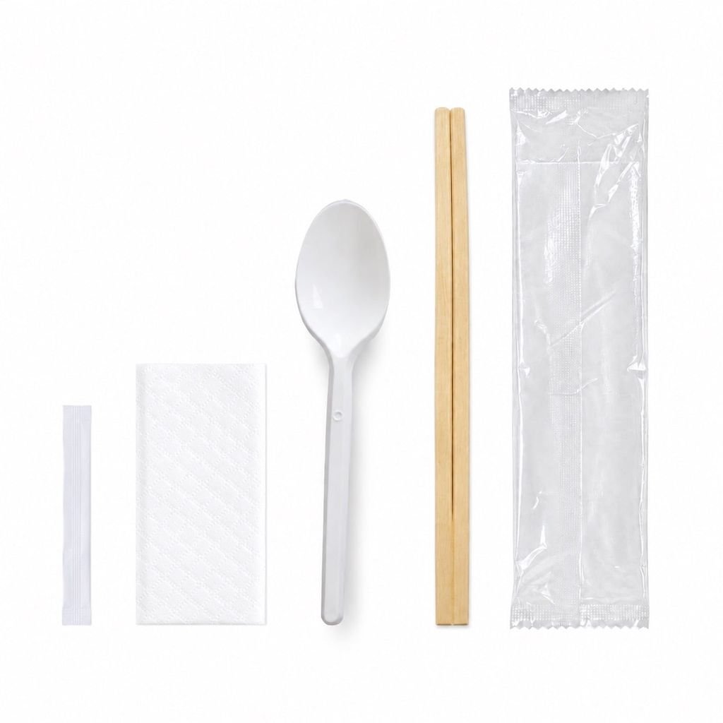 Bộ đồ ăn tiện lợi – muỗng nhựa, đũa, tăm, khăn giấy